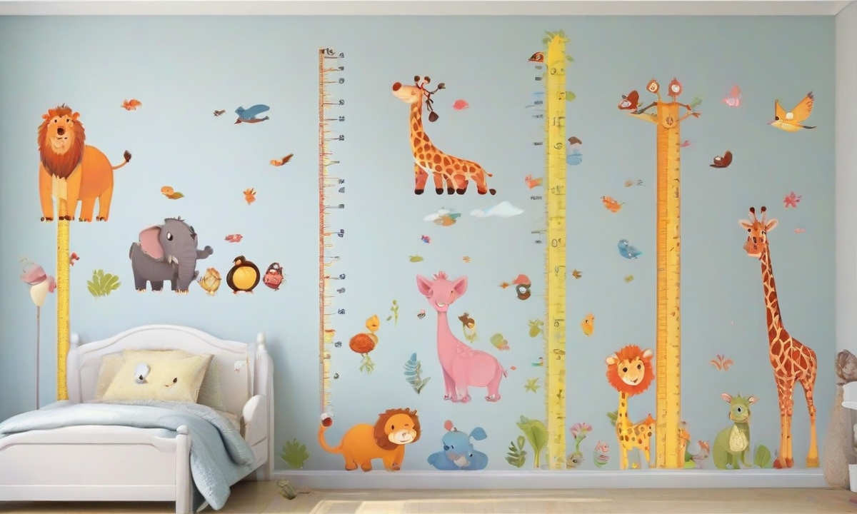 Animal Height Chart Wall Sticker for Kids' Rooms