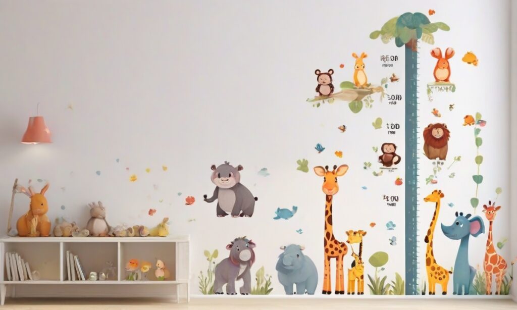 Animal Height Chart Wall Sticker for Kids' Rooms