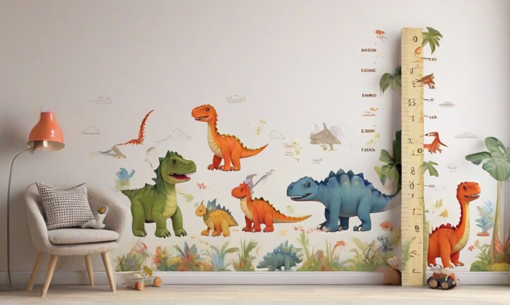 Dinosaur Wall Height Chart for Kids' Room Fun